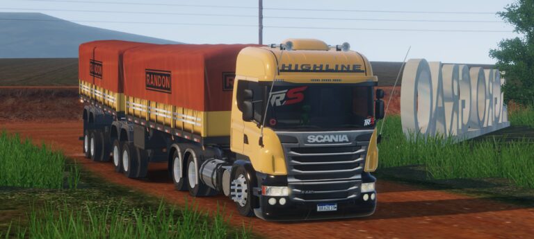 SCANIA AMARELA + BITREM + VIDRO + BANDEIRA – GLOBAL TRUCK ONLINE