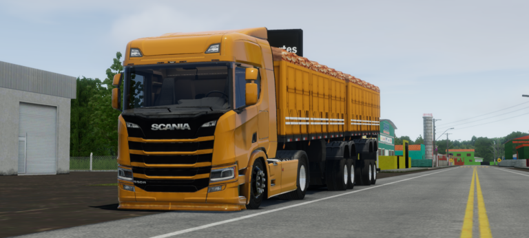 Scania R550 Amarela no Bitrem Tampa alta @João Vitor
