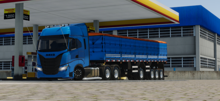 IVECO S WAY AZUL NO GRANELEIRO 4 EIXO TAMPA ALTA @Baduki