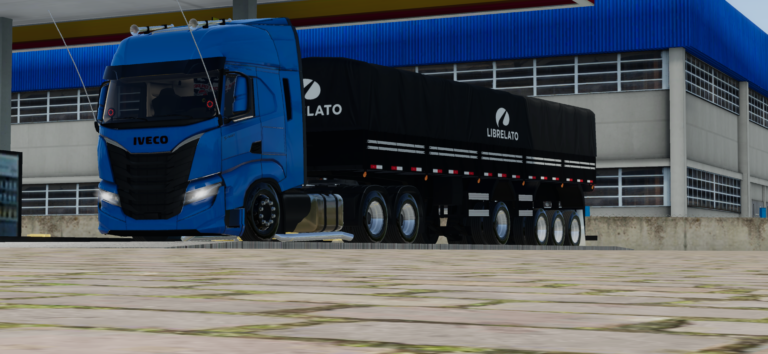 Iveco s way azul no graneleiro 4 eixo tampa alta @Baduki