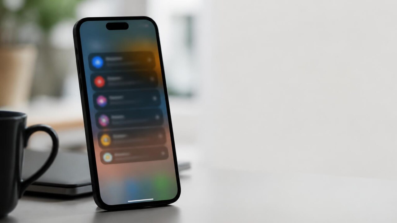 Smartphone exibindo notificações ocultas em tela, com visual limpo e mão segurando o aparelho